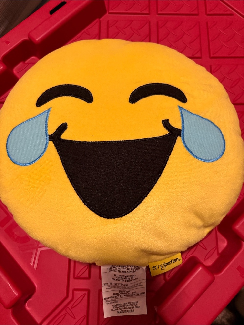 Gund Yellow Laughing Crying Emoji Plush Pillow with Blue Tears